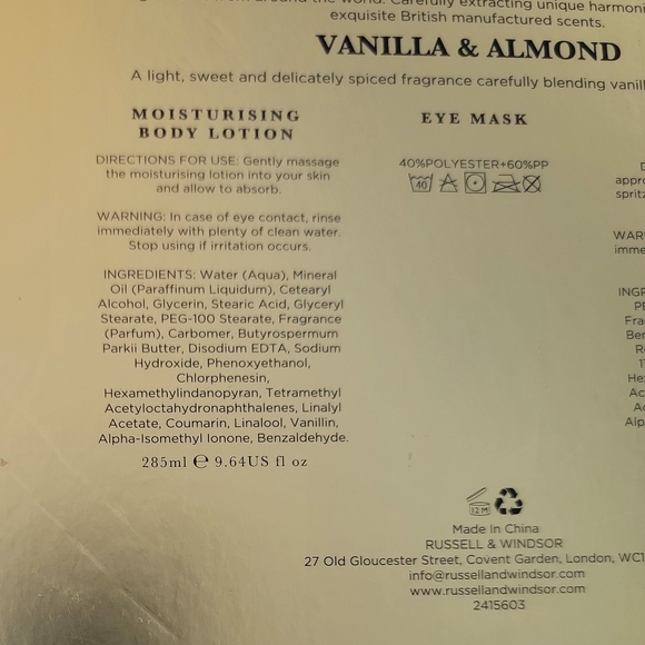 Russell & Windsor Vanilla & Almond Sleep Collection Set - Picture 3 of 5
